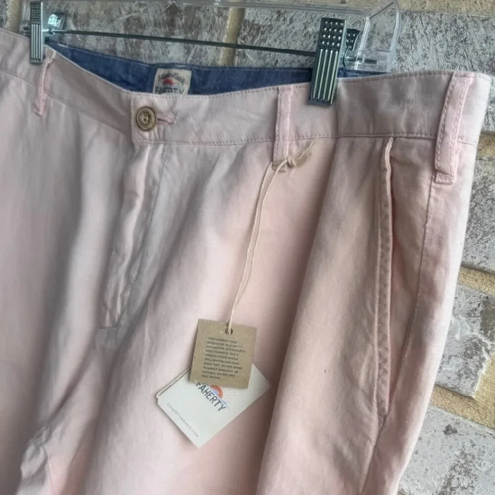 Faherty Malibu Pink Linen Blend Casual Shorts Men's Size 38